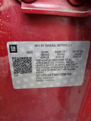 1G1ZG5STXKF208354 - 2019 CHEVROLET MALIBU RS RED photo 13