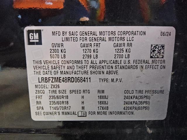 LRBFZME48RD068411 - 2024 BUICK ENVISION PREFERRED შავი ფოტო 14