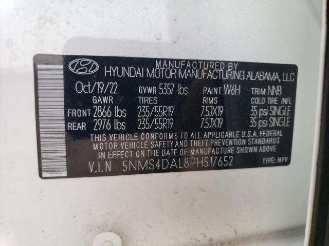 5NMS4DAL8PH517652 - 2023 HYUNDAI SANTA FE LIMITED WHITE photo 14