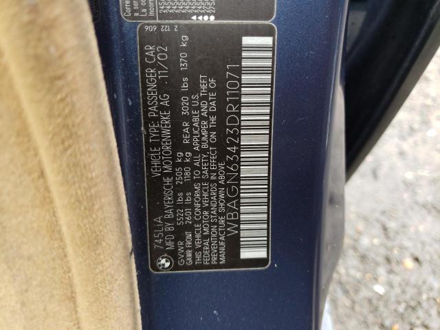 WBAGN63423DR11071 - 2003 BMW 745 LI Azul foto 12