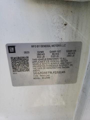 1G1ZG5ST9LF151145 - 2020 CHEVROLET MALIBU RS 白色 照片 13