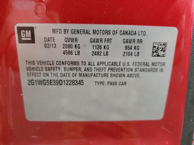 2G1WG5E39D1228345 - 2013 CHEVROLET IMPALA LT RED photo 12