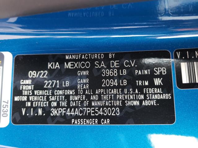 3KPF44AC7PE543023 - 2023 KIA FORTE GT BLUE photo 12