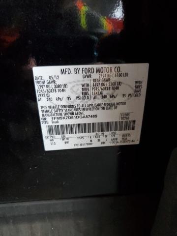 1FM5K7D81DGA57485 - 2013 FORD EXPLORER XLT Schwarz Foto 13