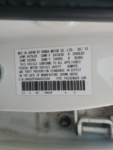 JH4CU2F60AC033359 - 2010 ACURA TSX WHITE photo 12
