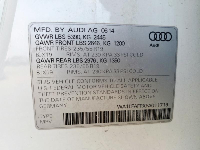 WA1LFAFPXFA011719 - 2015 AUDI Q5 PREMIUM PLUS WHITE photo 13