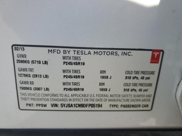 5YJSA1CN9DFP05194 - 2013 TESLA MODEL S Ağ foto 13