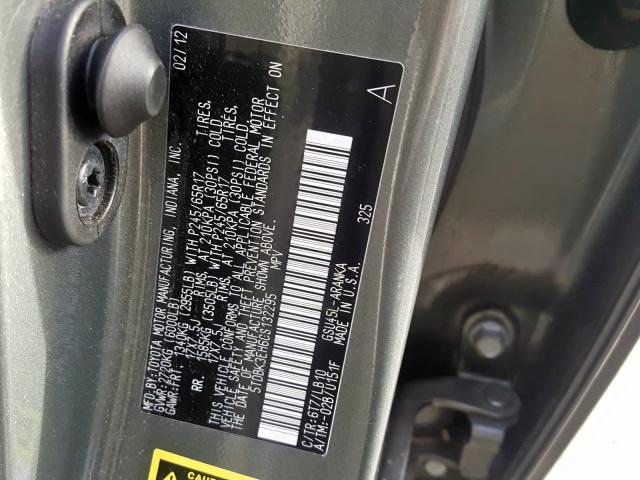 5TDBK3EH6CS132295 - 2012 TOYOTA HIGHLANDER BASE  صورة 10