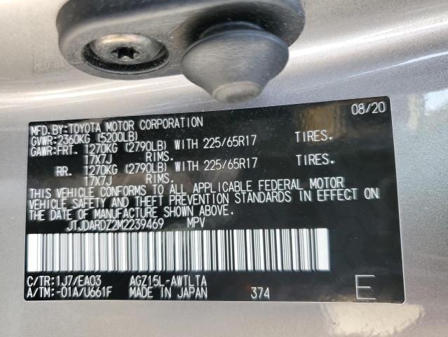 JTJDARDZ2M2239469 - 2021 LEXUS NX 300 BASE ვერცხლისფერი ფოტო 14