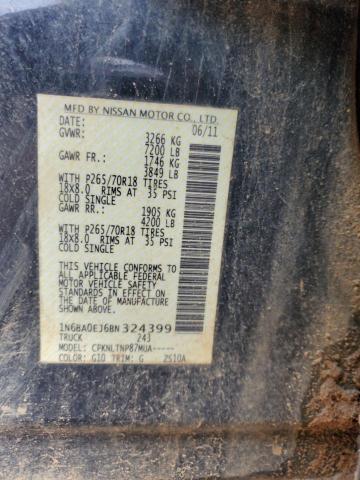 1N6BA0EJ6BN324399 - 2011 NISSAN TITAN S BLACK photo 12