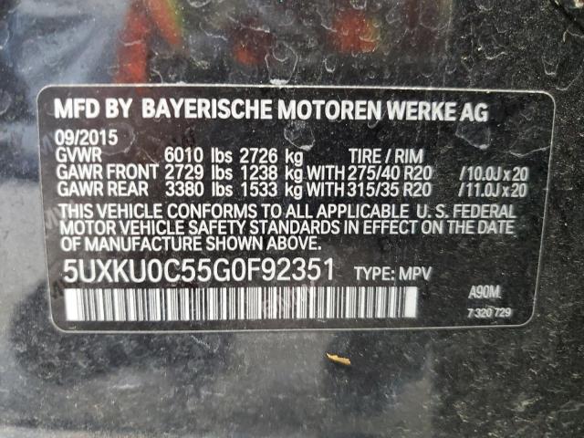 5UXKU0C55G0F92351 - 2016 BMW X6 SDRIVE35I CHARCOAL photo 13