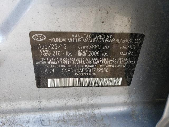 5NPDH4AE8GH749556 - 2016 HYUNDAI ELANTRA SE GRAY photo 12