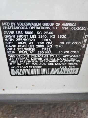 1V2YE2CA0LC218882 - 2020 VOLKSWAGEN ATLAS CROS SE Белый фото 13