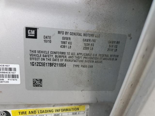 1G1ZC5E17BF211864 - 2011 CHEVROLET MALIBU 1LT 银色 照片 12