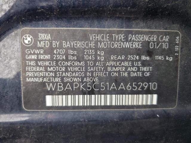 WBAPK5C51AA652910 - 2010 BMW 328 XI SULEV BLUE photo 12