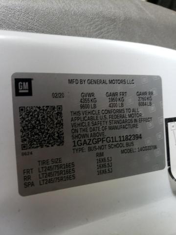 1GAZGPFG1L1182394 - 2020 CHEVROLET EXPRESS G3 LT WHITE photo 14