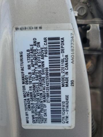 2T1BR12E42C559069 - 2002 TOYOTA COROLLA CE SILVER photo 12