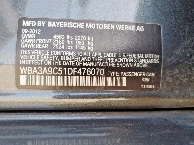 WBA3A9C51DF476070 - 2013 BMW 3 SERIES I Boz foto 12