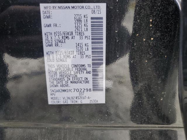 5N1AR2MM1FC702298 - 2015 NISSAN PATHFINDER S BLACK photo 13