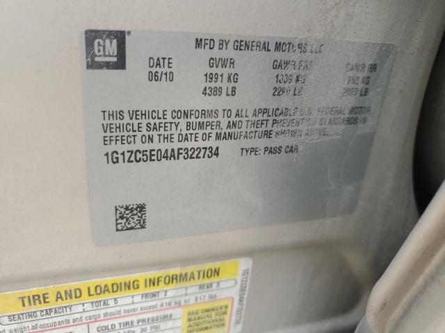 1G1ZC5E04AF322734 - 2010 CHEVROLET MALIBU 1LT ოქროსფერი ფოტო 12