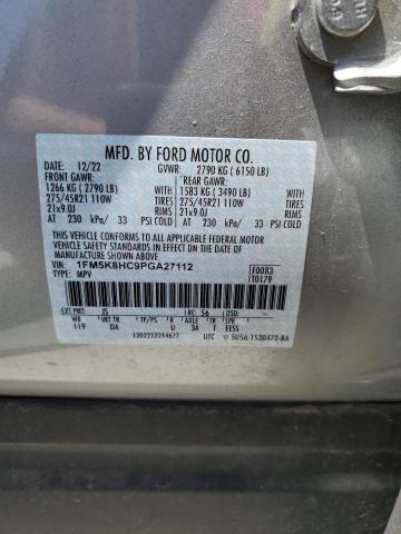 1FM5K8HC9PGA27112 - 2023 FORD EXPLORER PLATINUM SILVER photo 12