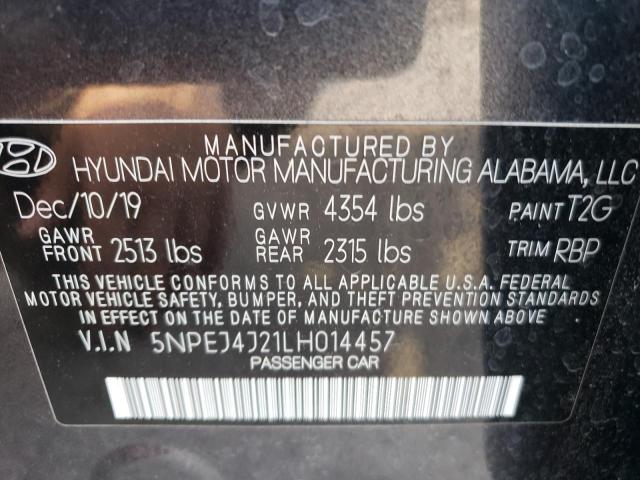 5NPEJ4J21LH014457 - 2020 HYUNDAI SONATA SEL PLUS GRAY photo 13