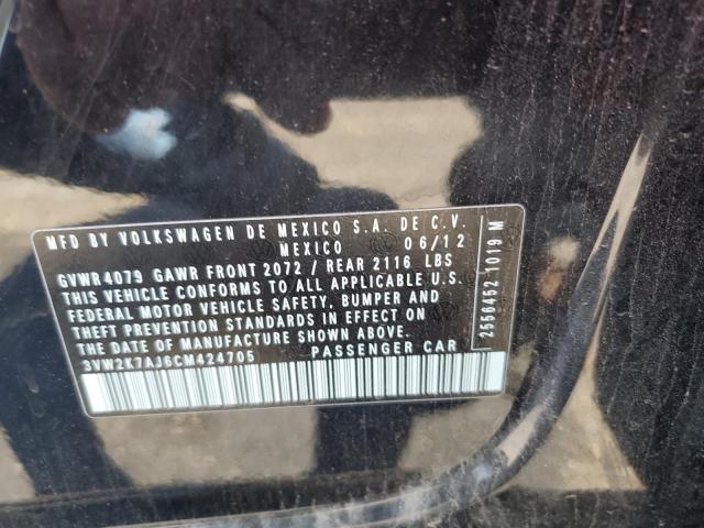 3VW2K7AJ6CM424705 - 2012 VOLKSWAGEN JETTA BASE Qara foto 12