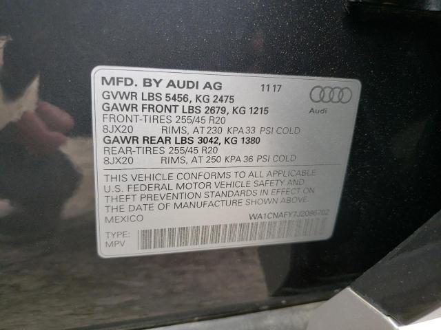 WA1CNAFY7J2086702 - 2018 AUDI Q5 PRESTIGE 灰色 照片 13