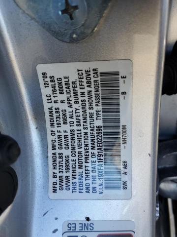19XFA1F91AE022696 - 2010 HONDA CIVIC EXL SILVER photo 13