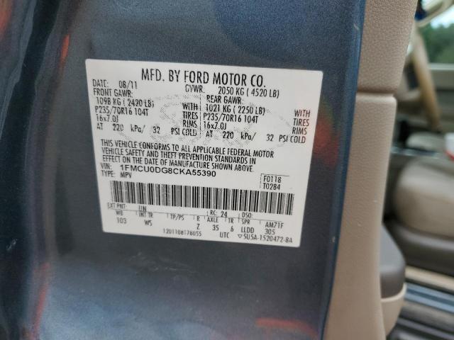 1FMCU0DG8CKA55390 - 2012 FORD ESCAPE XLT BLUE photo 14