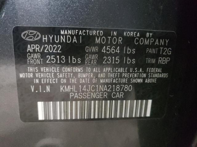 KMHL14JC1NA218780 - 2022 HYUNDAI SONATA N LINE GRAY photo 13