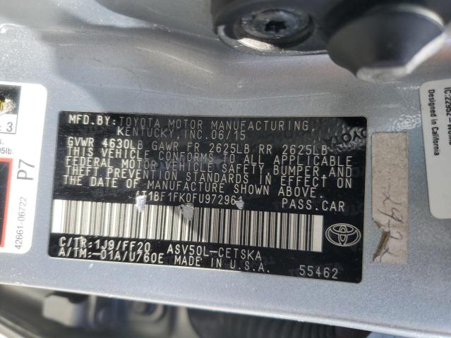 4T1BF1FK0FU972961 - 2015 TOYOTA CAMRY LE SILVER photo 12
