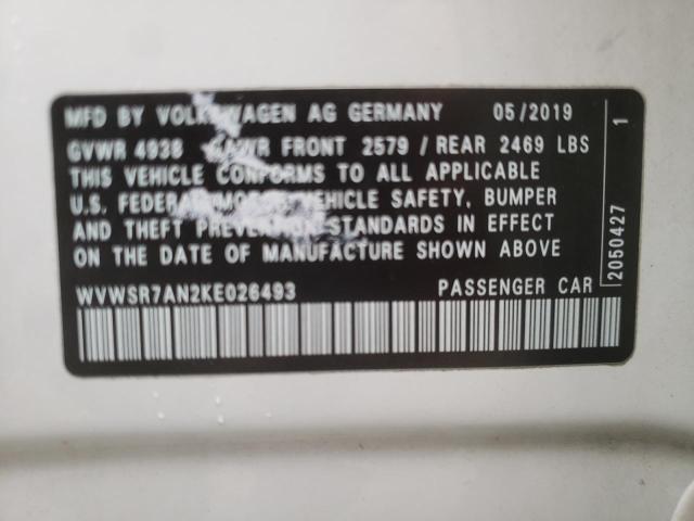 WVWSR7AN2KE026493 - 2019 VOLKSWAGEN ARTEON SEL WHITE photo 12