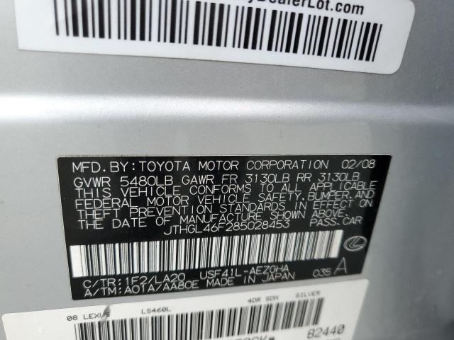 JTHGL46F285028453 - 2008 LEXUS LS 460L SILVER photo 12