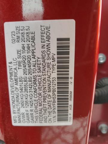 5FNYF8H53PB012753 - 2023 HONDA PASSPORT EXL Kırmızı fotoğraf 13