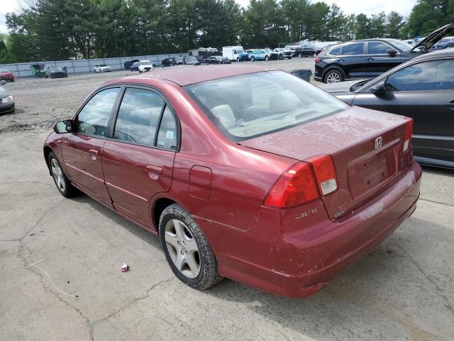 2HGES26755H541677 - 2005 HONDA CIVIC EX BURGUNDY photo 2