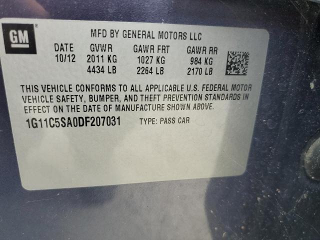 1G11C5SA0DF207031 - 2013 CHEVROLET MALIBU 1LT 蓝色 照片 12