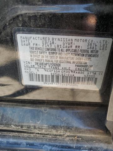 3N1AB7AP7JY293506 - 2018 NISSAN SENTRA S BLACK photo 12