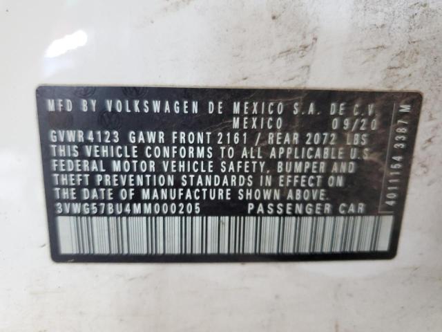 3VWG57BU4MM000205 - 2021 VOLKSWAGEN JETTA SEL PREMIUM WHITE photo 12