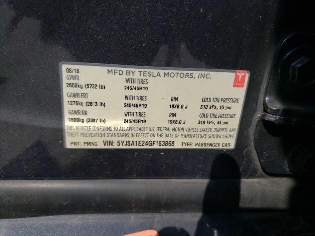 5YJSA1E24GF153868 - 2016 TESLA MODEL S Boz foto 12
