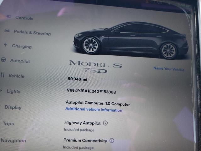 5YJSA1E24GF153868 - 2016 TESLA MODEL S Boz foto 9