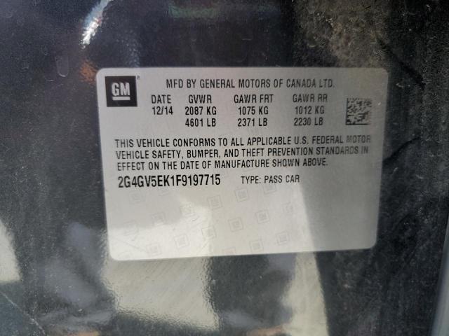 2G4GV5EK1F9197715 - 2015 BUICK REGAL BLACK photo 12