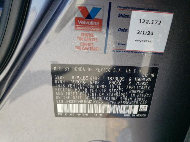 3HGGK5H81KM719873 - 2019 HONDA FIT EX 石墨色 照片 12