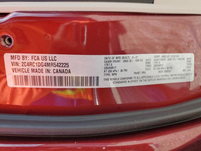 2C4RC1DG4MR542225 - 2021 CHRYSLER VOYAGER LXI BURGUNDY photo 13