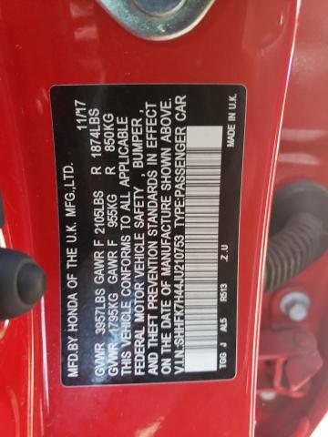 SHHFK7H44JU210753 - 2018 HONDA CIVIC SPORT 红色 照片 13