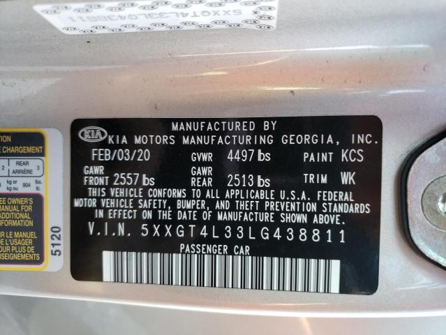 5XXGT4L33LG438811 - 2020 KIA OPTIMA LX SILVER photo 13