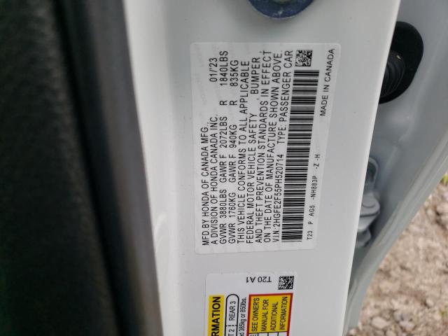 2HGFE2F55PH520714 - 2023 HONDA CIVIC SPORT 白色 照片 12