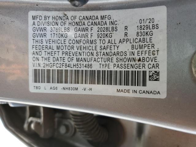 2HGFC2F84LH531486 - 2020 HONDA CIVIC SPORT 银色 照片 13