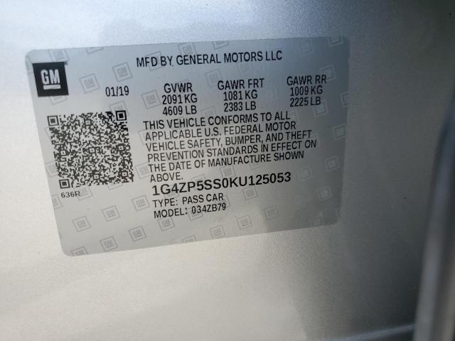 1G4ZP5SS0KU125053 - 2019 BUICK LACROSSE ESSENCE SILVER photo 12