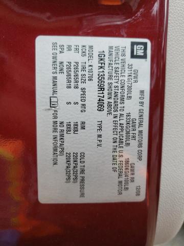 1GKFK13569R174069 - 2009 GMC YUKON HYBRID RED photo 14